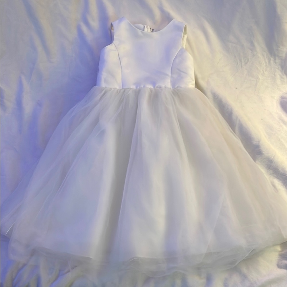 David's Bridal White Embellished Tiered Toddler Gown